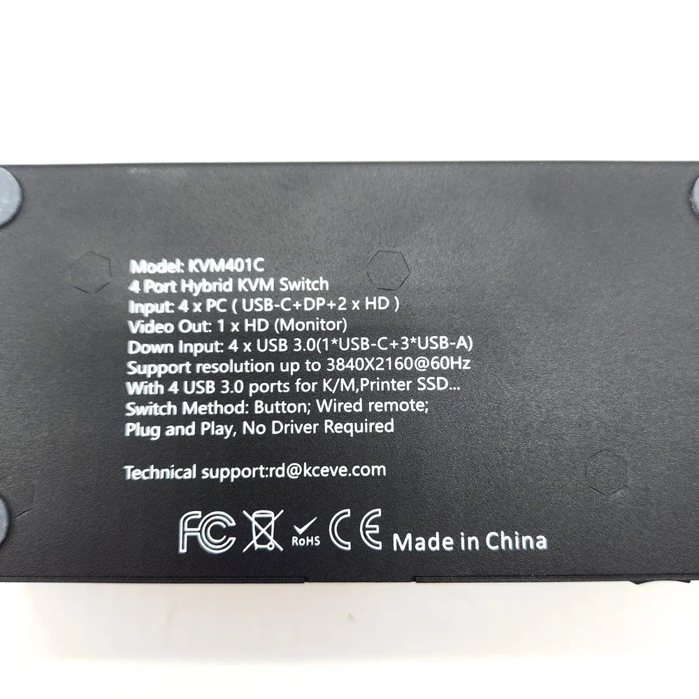 KCEVE 4K KVM‎ Switch 4 Computers 1 Monitor HDMI USB-C DP EDID USB 3.0 60H
